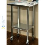 Commercial Mobile Work table Stainless steel Bottom shelf 600x450x900mm | Adexa WTG600X450C